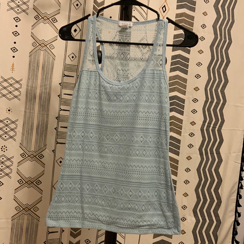 Amisu blue/green lace tank top
